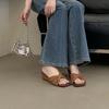 Woven Wedged One-Word Slippers Women'S Summer Wear Heightening Cool Slippers Bohemian Sandals
