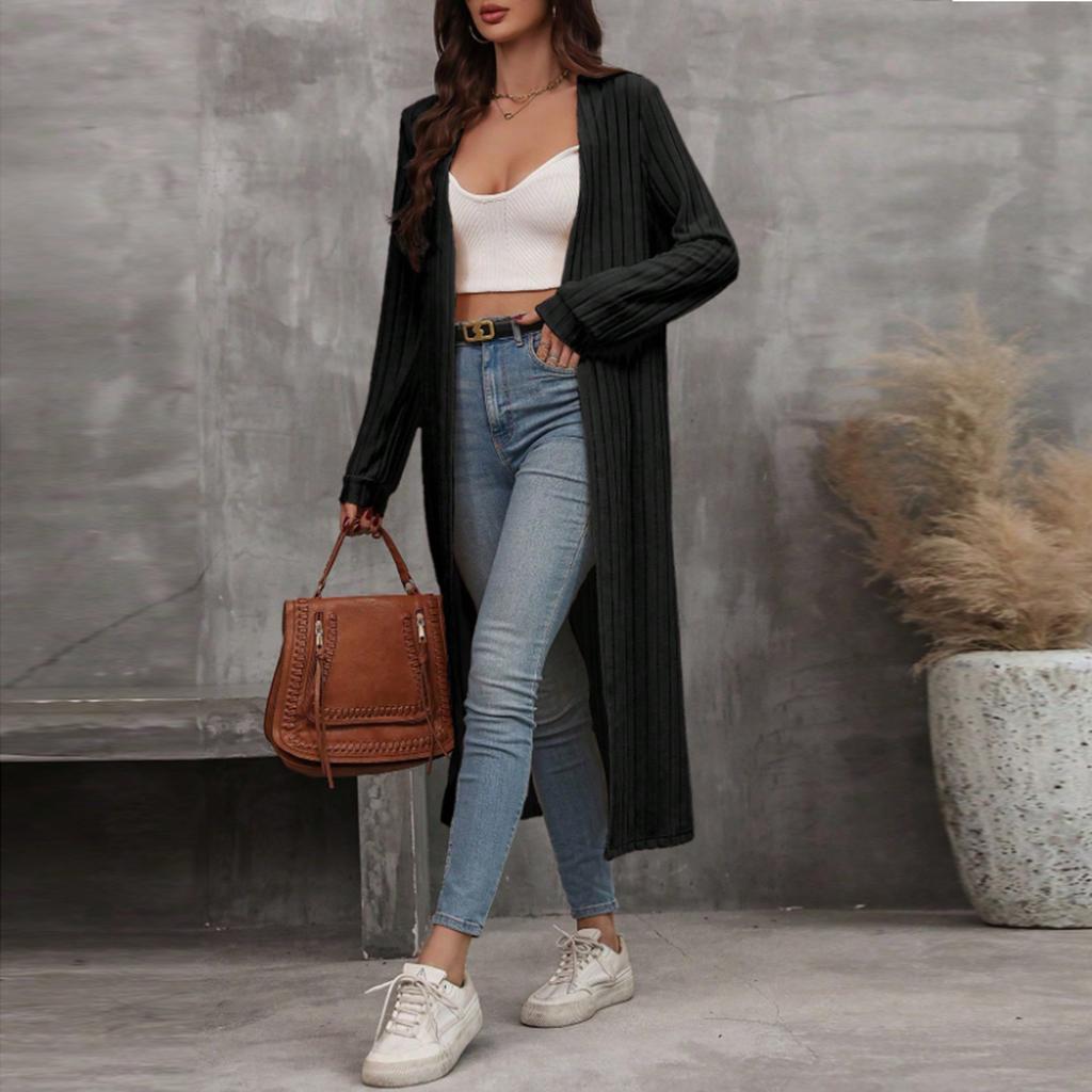 Women's Casual Fashion Solid Color Long Cardigan Jacket