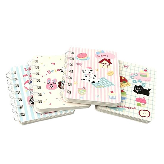 4Pcs Mini Spiral Notebooks Smooth Writing Pocket Size Memo Notepads 3.15x4 Inch Cute Animal Cartoon Cover Thickened Ink-Proof Paper Gifts for Students 4pcs