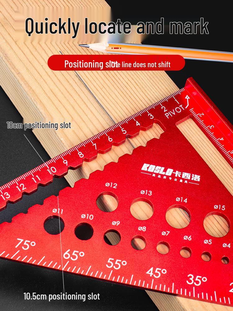 Industrial-Grade Aluminum Alloy Multifunctional Triangle Ruler - Thickened, High-Precision 90° Woodworking Measuring Gauge
