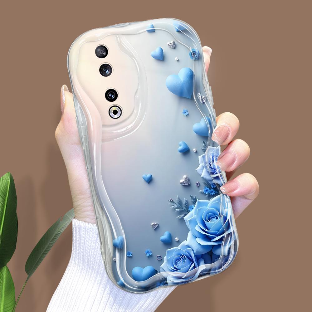 Roztomilý kreslený vzor krémová textura pouzdro vlnitý okraj měkký silikonový kryt pouzdro na telefon pro Huawei Honor Infinix Tecno iPhone