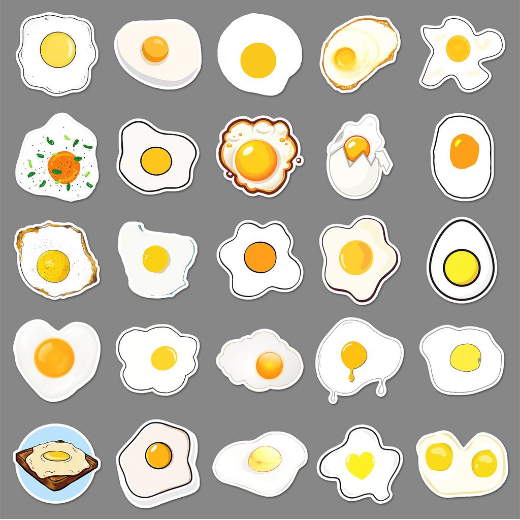50 Eier Kritzelaufkleber Personalisierte Cartoon Niedliche Lebensmitteldekoration Handyhülle Koffer Wasserbecher Aufkleber