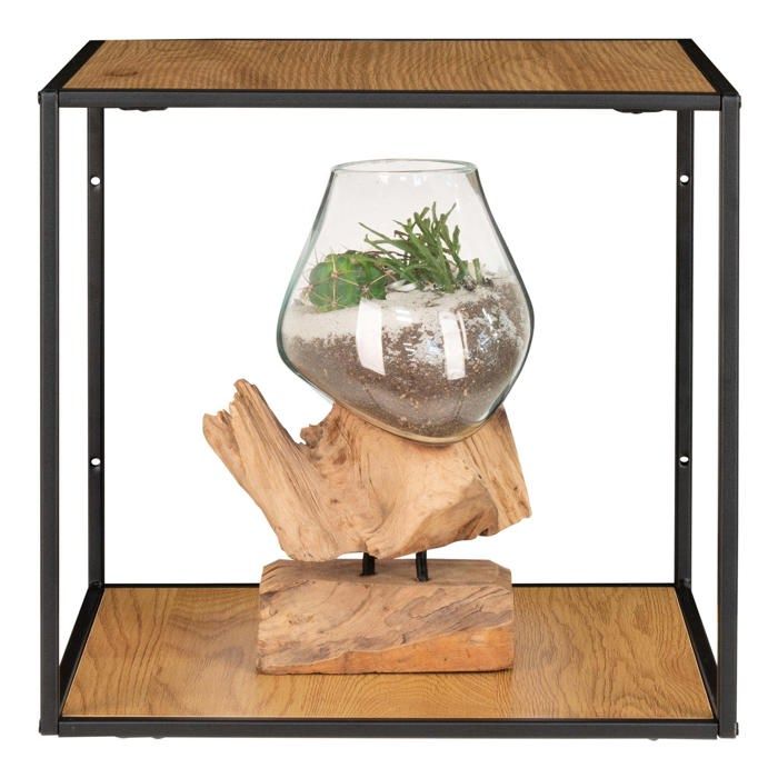 House Nordic Avery Wall Shelf 36x36x36 Cm Oak and Black 442764