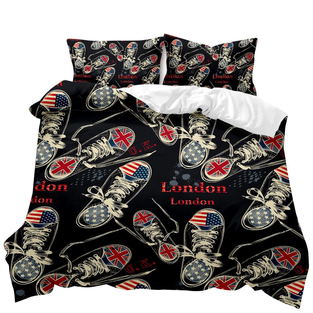 D digital printing urban design quilt cover bed grinding three-piece set
