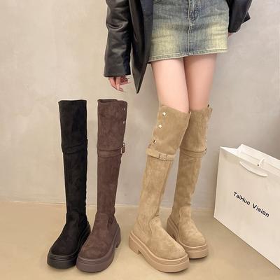 Small Man But Knee Matte French Boots Women 2025 Autumn and Winter Retro High Tube Belt Buckle Knight Boots Women