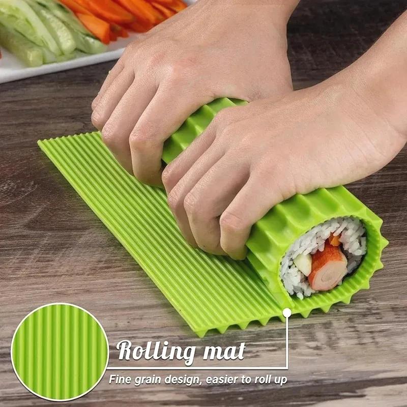 Japanese Bamboo Silicone Sushi Mat - Non-Stick, Easy Clean & Mildew-Proof Reusable Sushi Roller for Home Kitchen