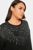 Women's Big Size Blouse Plus Size Crew Neck Long Sleeve Sequin Embroidered Blouse 302911