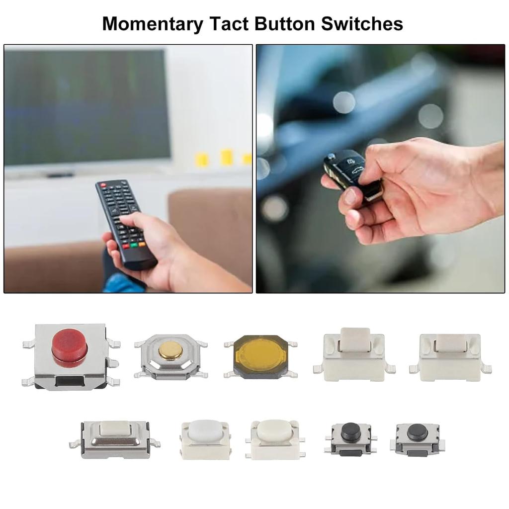100pcs 10Values Micro Momentary Tactile Push Button Switch Assortment Kit 2 Pins/3 Pins/4 Pins Tact Pushbutton Switches Set