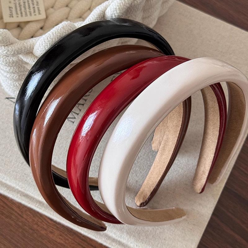2024 Summer Retro Red PU Leather Women's Headband - Versatile Hairpin Hair Accessory
