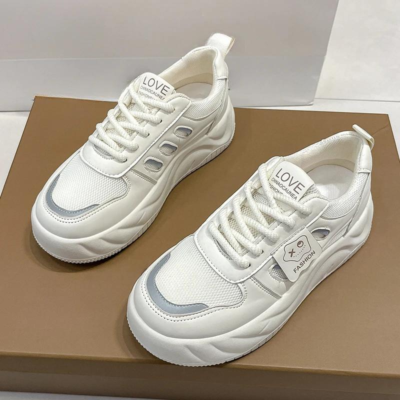 Jaro Podzim Nový Přírůstek Kulatá Špička Pohodlné Ležérní Jednobarevné Elegantní Dámské Boty Mělký Výkroj Prodyšné Sportovní Boty