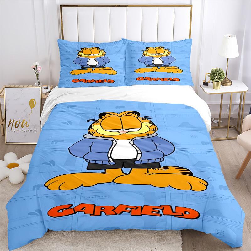 3pcs Garfield, Cat Cover Set, 1 Cover + 2 Pillowcases (No Insert), Bedding for All Seasons, Bedding,Bedroom Decor yy250922012
