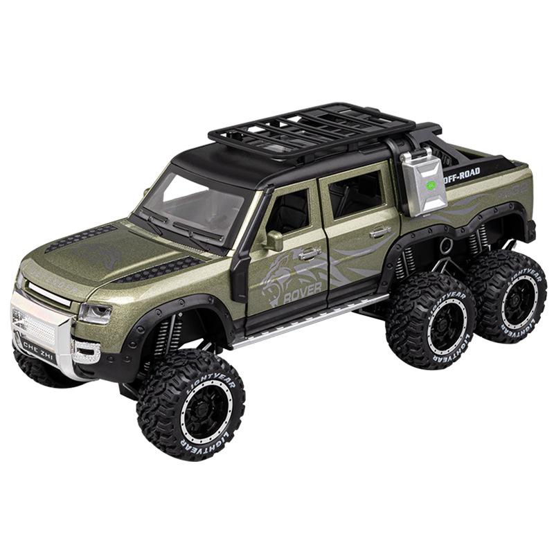 1/24 Scale Large  Land Rover Defender 6x6 Super Off Road Vehicle Alloy Diecast Model Car Sound & Light Child Toy Birthday Gift for Kids