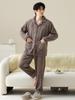 Anti-static Coral Fleece Women's Thick Winter Flannel Cardigan and Men's Autumn/Winter Homewear