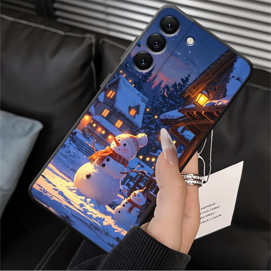 Hülle für Samsung Galaxy A20 A13 A04 A50 A06 A40 A16 A30 A15 A70 A10 A12 A17 A05 Schwarz Weiche Handyhülle Winter Schnee Weihnachten