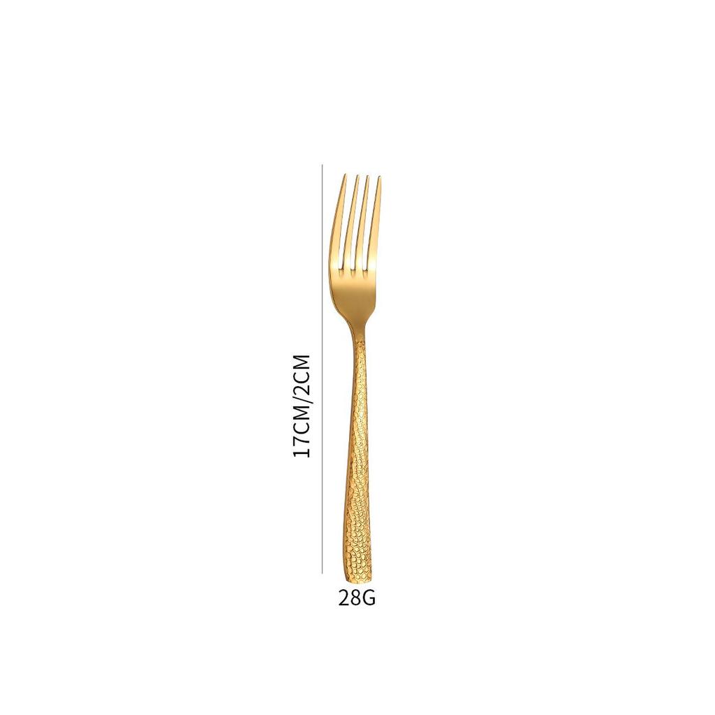 6-Piece Cross-Handle Snake Pattern Titanium-Plated Stainless Steel Cutlery Set (Knife, Fork, and Spoon)