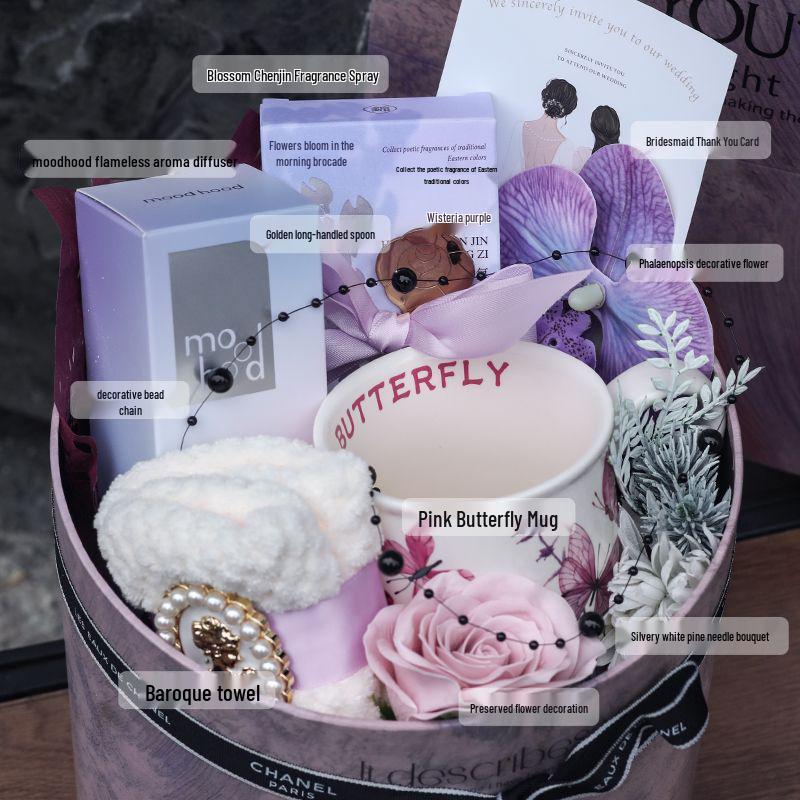 Purple Bridesmaid Gift Set: High-End Hug Bucket Box for Girls