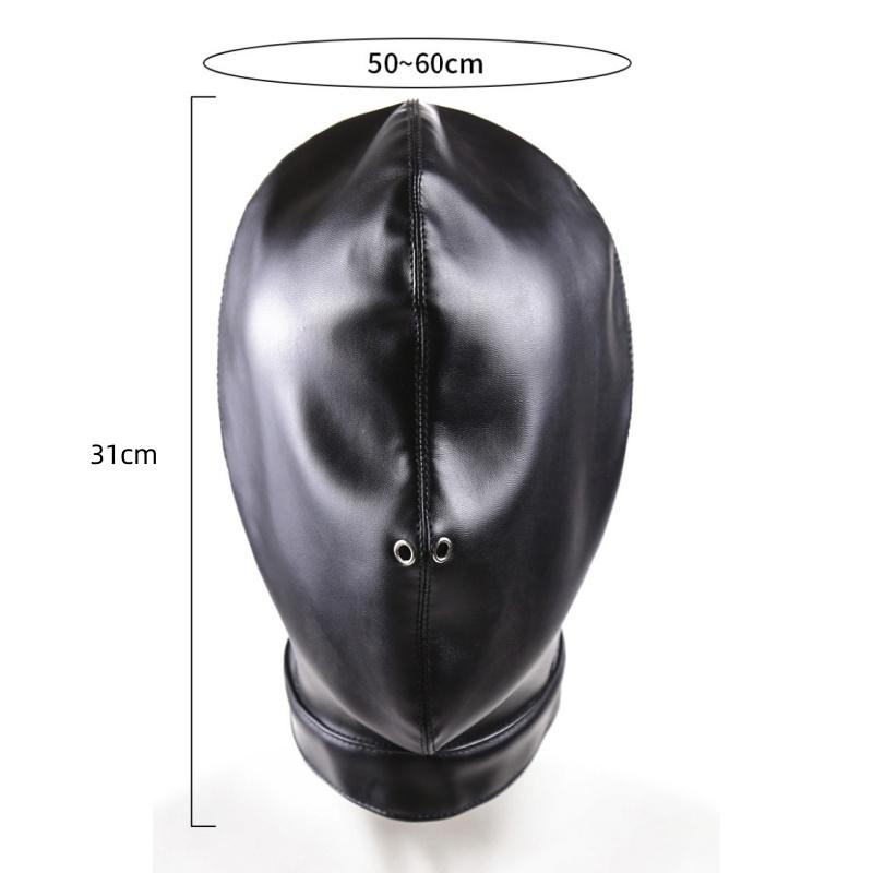 Unisex Donna Uomo Cosplay Maschera Facciale Halloween Sexy PU Pelle Coulisse Maschere Complete Cappuccio per Gioco di Ruolo Costume Copricapo