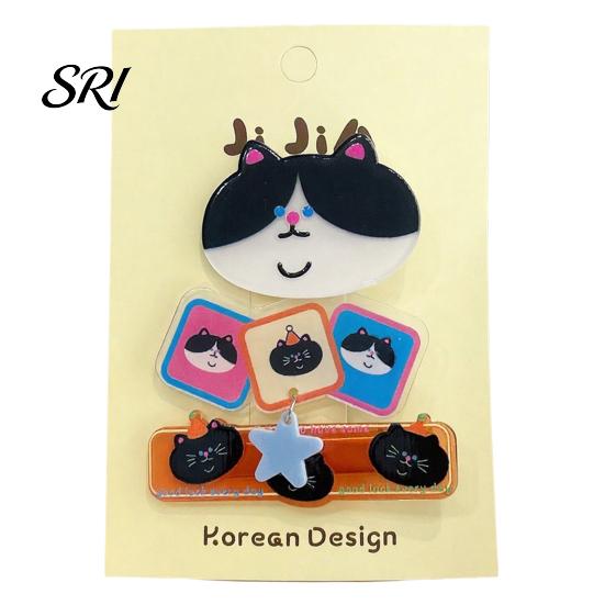Cat Pattern Hair Pins 2/3Pcs Girl Hairpins Cats Puppies Rabbits Bread Broken Fixer Clips Smooth Edges Side Bang Accessories Puppy Design Hairpin