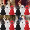 Stunning Renaissance Inspired Long Dress For Women In Black Red And White Colors