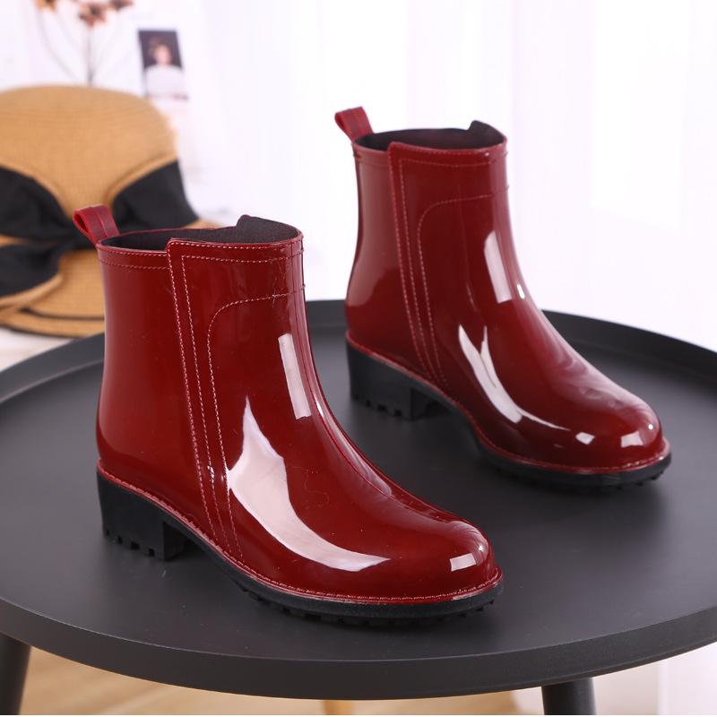Regenstiefel Wasserdichte Schuhe Frau Wasser Gummi Schnürschuhe Stiefel Nähen Einfarbig Flach mit Schuhen Stiefel Damen 789
