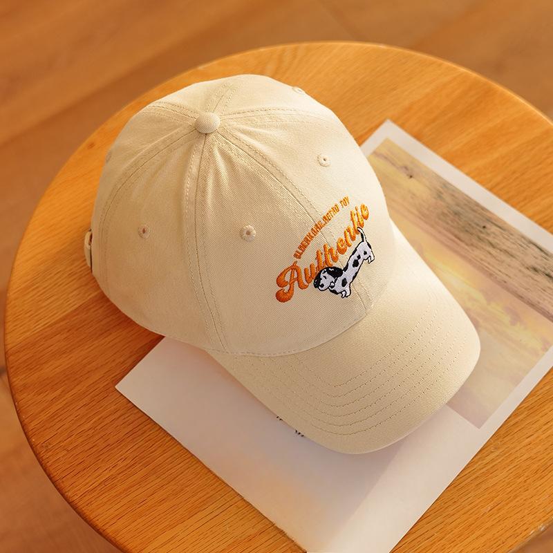 Retro Cute Spotted Dog Embroidered Baseball Cap for Women In Spring and Summer Korean Style Camping Sun Protection Baseball Cap Student