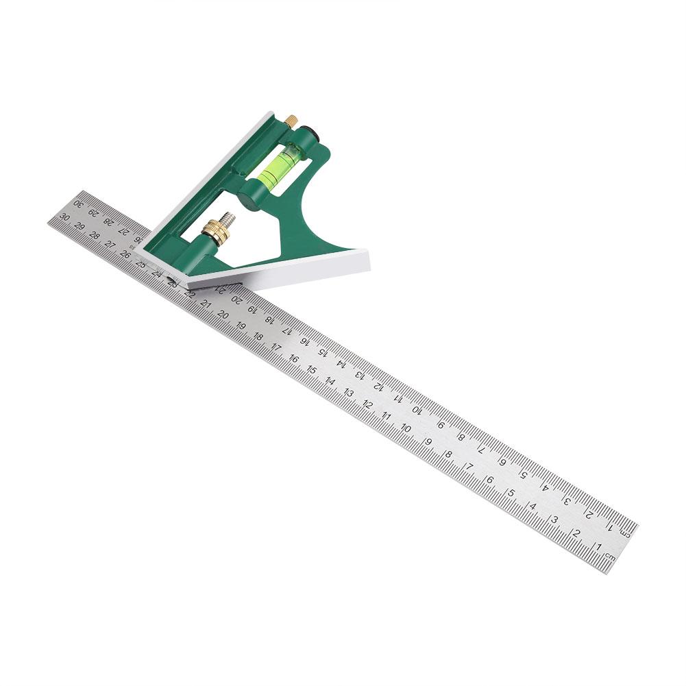 Multi Functional 300mm Combination Square Angle Ruler 45 90 Degree With Bubble Level