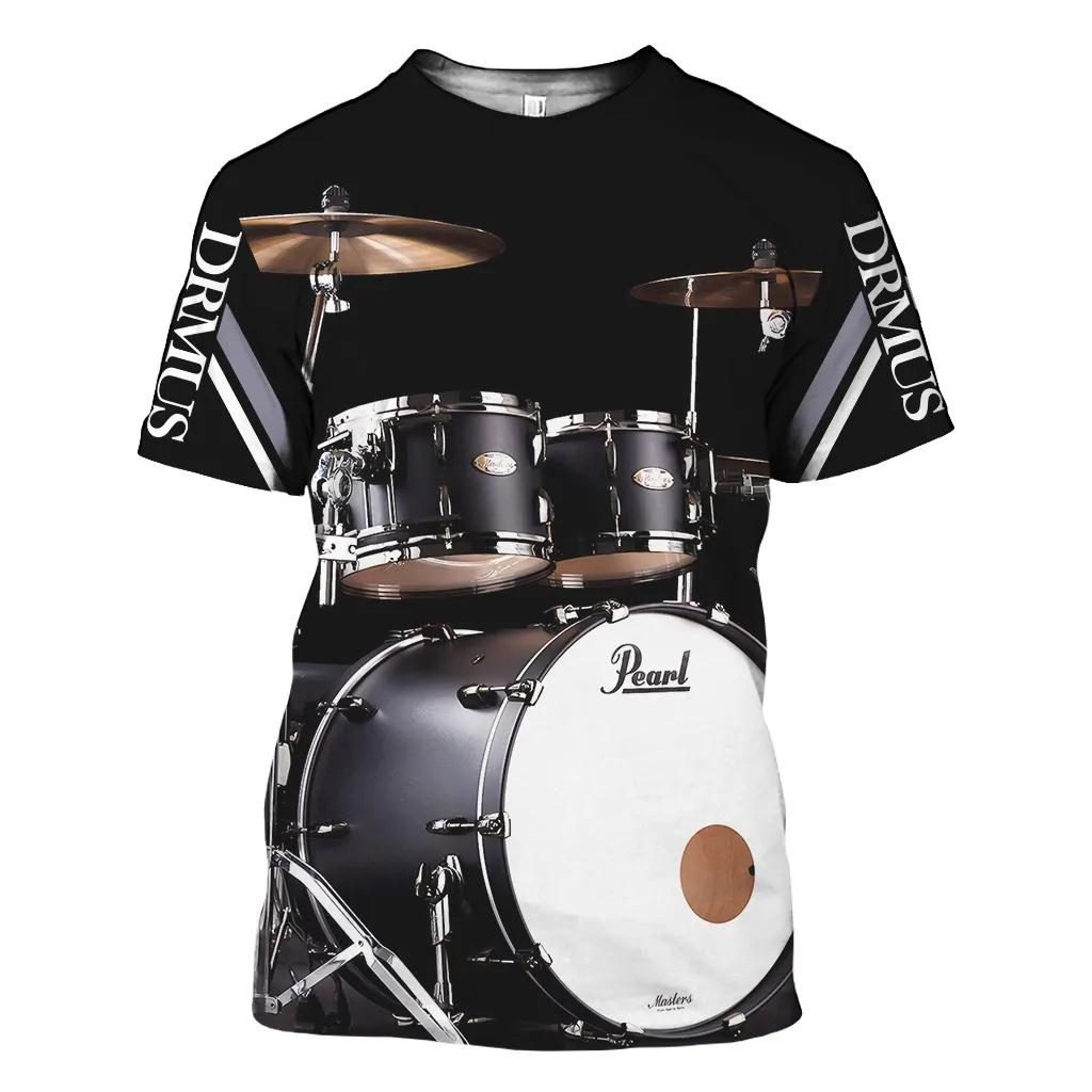 Classic Instrument Drumbeat 3D Printed Pattern Summer Men's T-shirt Oversized Casual Short Sleeve Shirt Trend Fashion Music Top