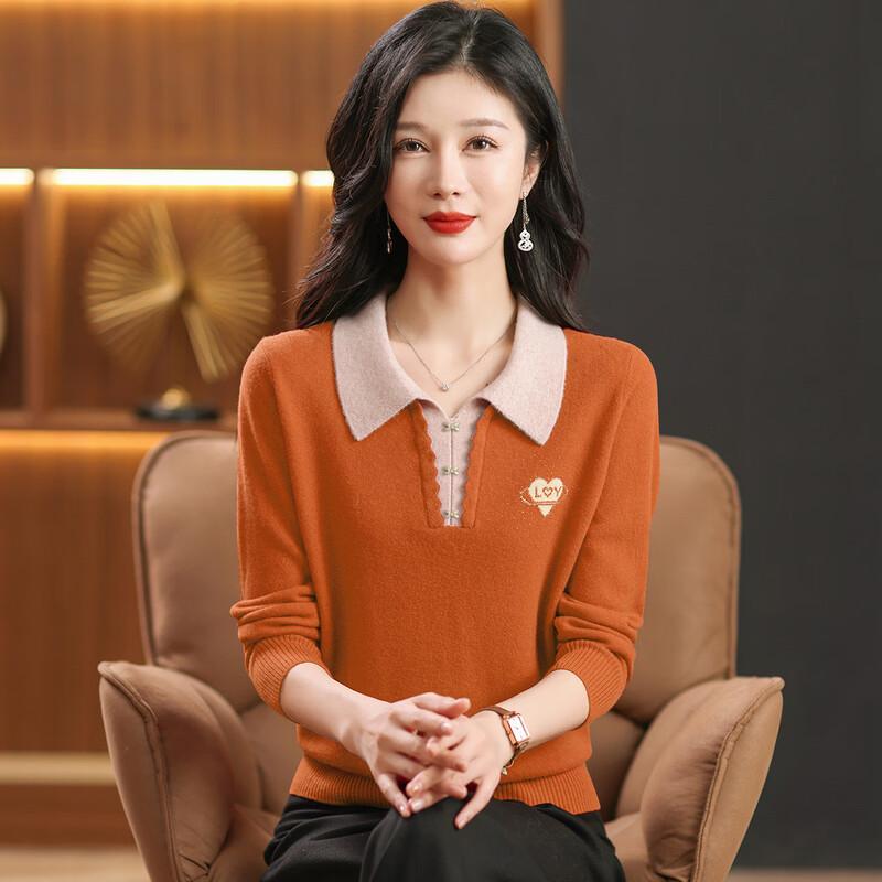 SNOWFLYING Women's 100% Wool Lapel Sweater