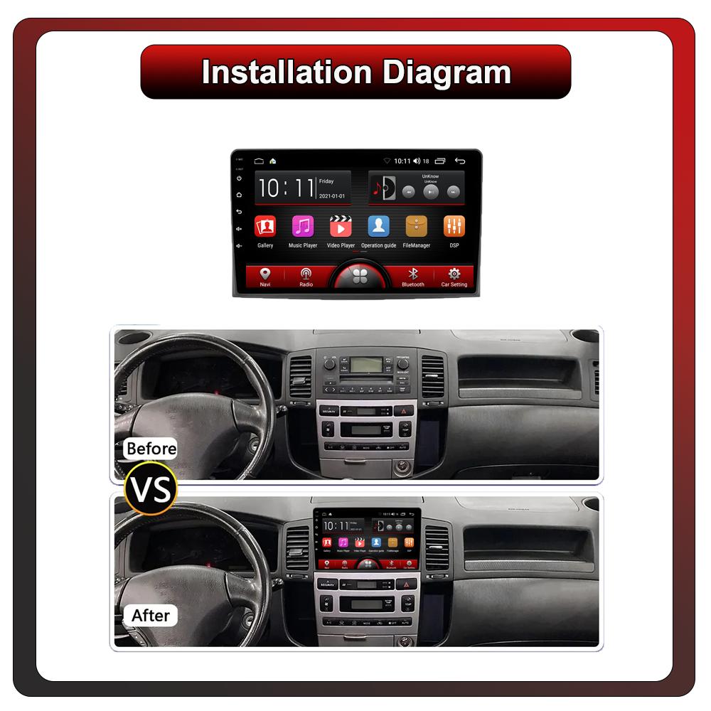 2Din Android Car-Play Car Radio,Toyota Corolla Verso Spacio E120 2001-2007,Multimedia Player Head Unit Stereo GPS Navigation BT WIFI,2+32GB