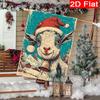 2D Flat - 2D Flat, Winter Christmas, Vintage Sheep Wearing Christmas Hats (1) - FlagDouble-Sided Garden Flag Courtyard Decoration, Outdoor Decoration,