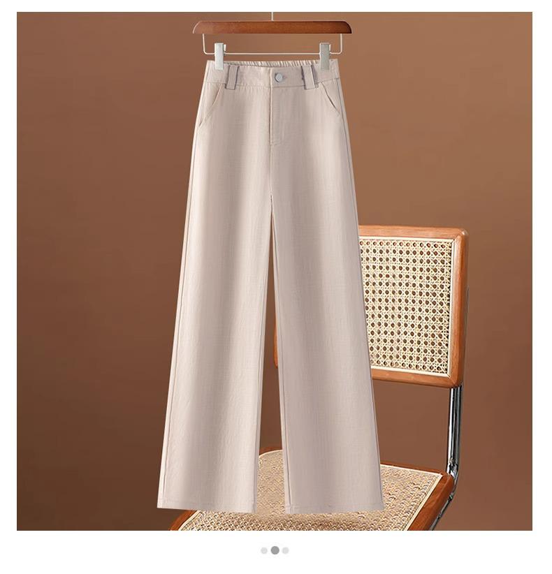 Damen Sommer 2025 Tencel Baumwolle Leinen Weitbein Hosen mit Drapierung - Petite Neun-Punkt-Länge