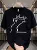 Unisex Summer Cotton Tee Minimalist Funny Deer Line Print Crew Neck Short Sleeve Casual Streetwear Loose Fashion Daily Unisexs Tops