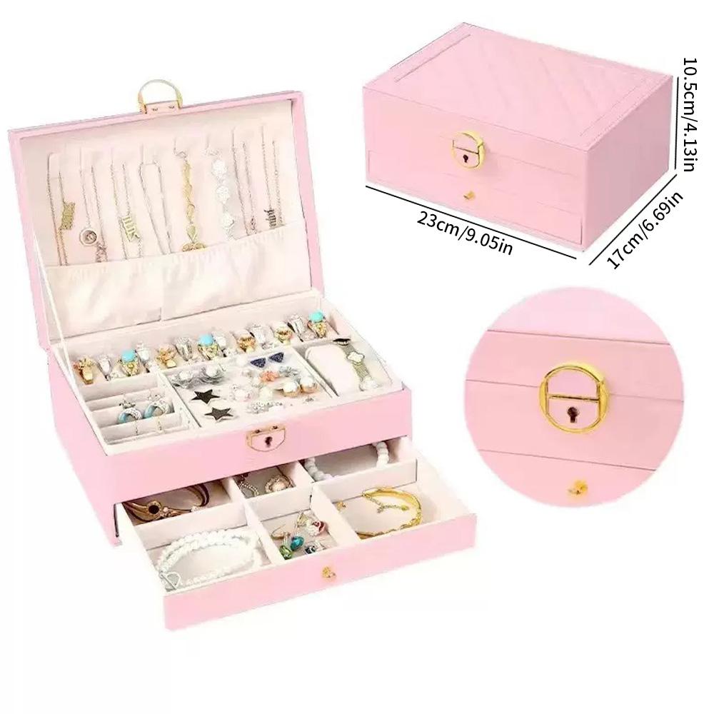 Light Luxury Double Layer Jewelry Storage Box Affordable Organizer for Earrings Rings Necklaces Watches