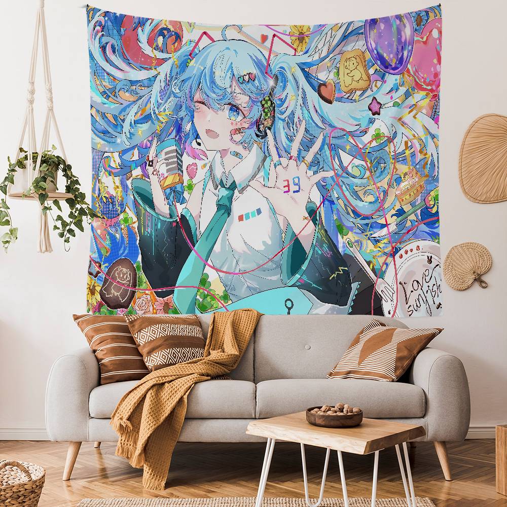 Music Characters MMiku Hanging Bohemian Tapestry Indian Buddha Wall Decoration Witchcraft Bohemian Hippie Cheap Hippie Wall