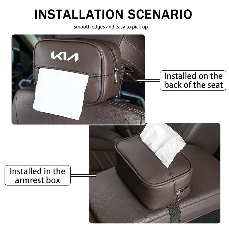 Car Back Seat Tissue Box Auto Seat Back Tissue Storage Bag For KIA Spectra Sedona Cadenza Proceed Sephia Stonic Carens
