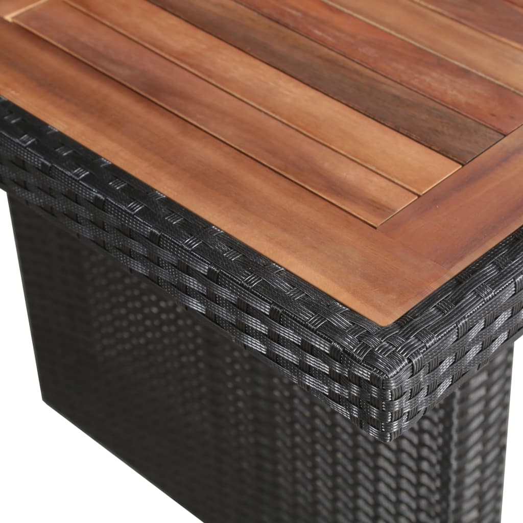 Garden Table 240 x 90 x 74 cm Poly Rattan and Solid Acacia Wood