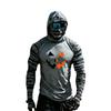 Men's Long Sleeve Hooded Sun Top with Color Block Raglan Sleeves Halloween Print