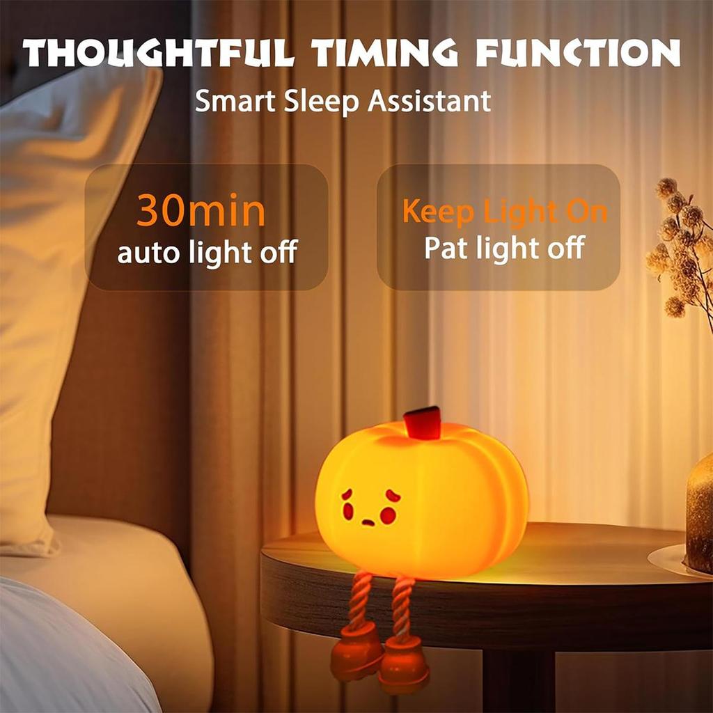 Rechargeable Halloween Led Night Light Portable Nursery Soft Silicone Lamp Usb Squishy Cartoon Pumpkin Gift Kids Children’s Cute