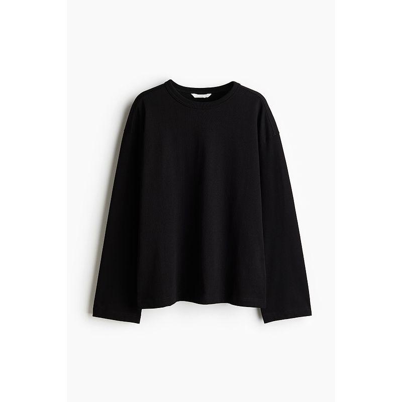 

HM Women s T-shirt 2025 Autumn New Arrival Large Profile Print Drop Shoulder Cotton Fashion Casual Long Sleeve 1243660