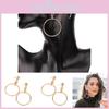 Gold Circle Unique Earrings Geometric Shape For Fashionable Women