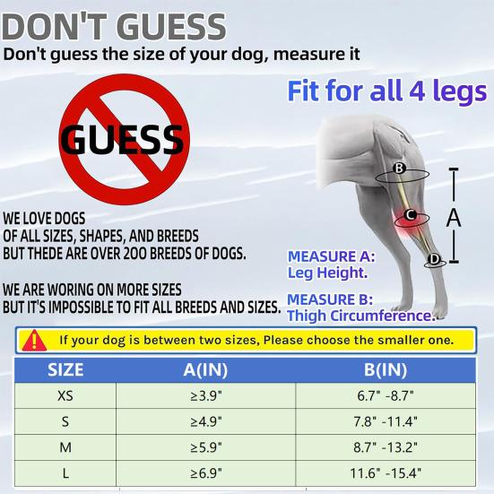 L Dog Knee Brace Hind Leg Knee Brace Enhances Recovery Dog Knee Wrap for Torn ACL Hind Leg Support Cruciate Ligament Injury