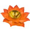 Pure Brass Lotus Flower Diya, Home Decoration Diya For Puja - Gold & Orange