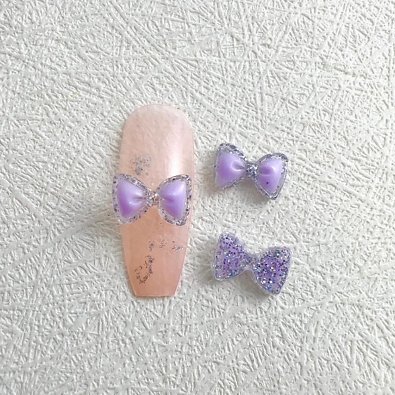 30 Pcs/Bag Luminous Super Flash 3D Bow Nail Art Jewelry Cute Bow Nails Decoration  Design Diy Resin Nails Art Accessories