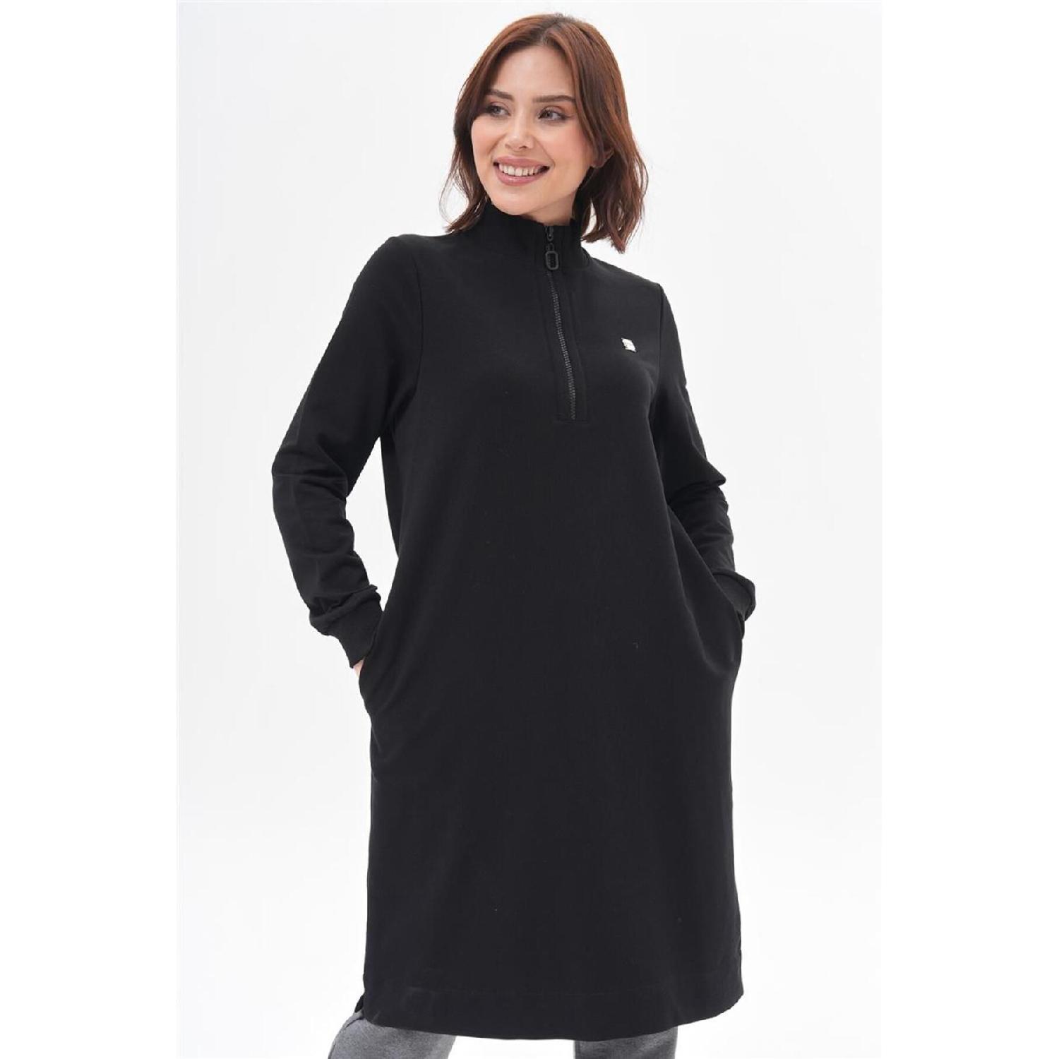 

Black Tunic With Half Zipper Pocket Detail 38 чорний