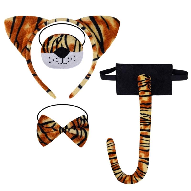 Kid Animal Costume Set Include Animal Ear Headband Tail Nose Bowtie Skirt Halloween Animal Leopard Animal Outfit