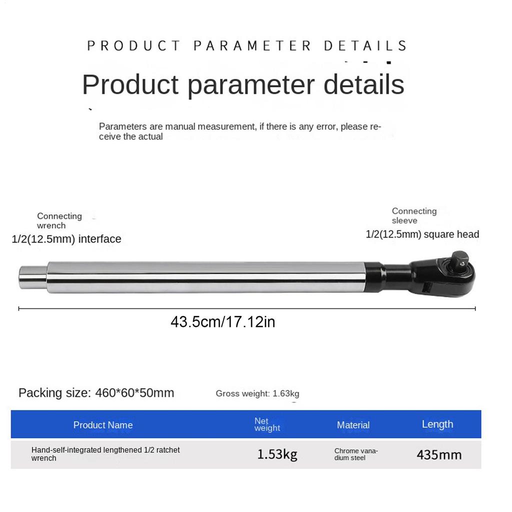 1/2inch Multi-functional Extended Quick Ratchet Wrench, Pneumatic, Electric, Manual Extension Socket Wrench, Extended Lever Tool