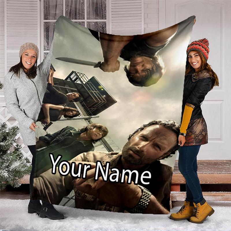 Custom Name The Walking Dead Theme Printed Blanket - Perfect for Couch, Bed, Travel & Outdoor Use | Machine Washable, Cozy & Durable.
