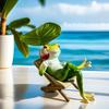 Cartoon Vacation Frog Ornament Cute Miniatures Figurine Crafts Animal Sculpture  Courtyard
