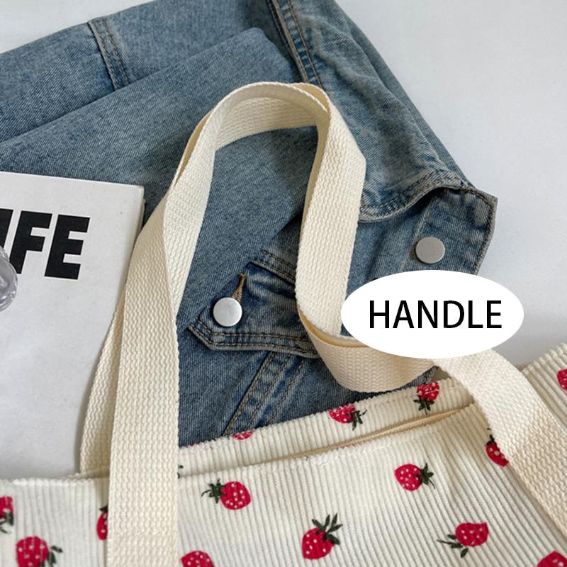 Strawberries Corduroy Handbag Sweet Women's Bag Fashionable Versatile Shoulder Bag Beautiful Simple Commuter Women's Tote Shopping Bags