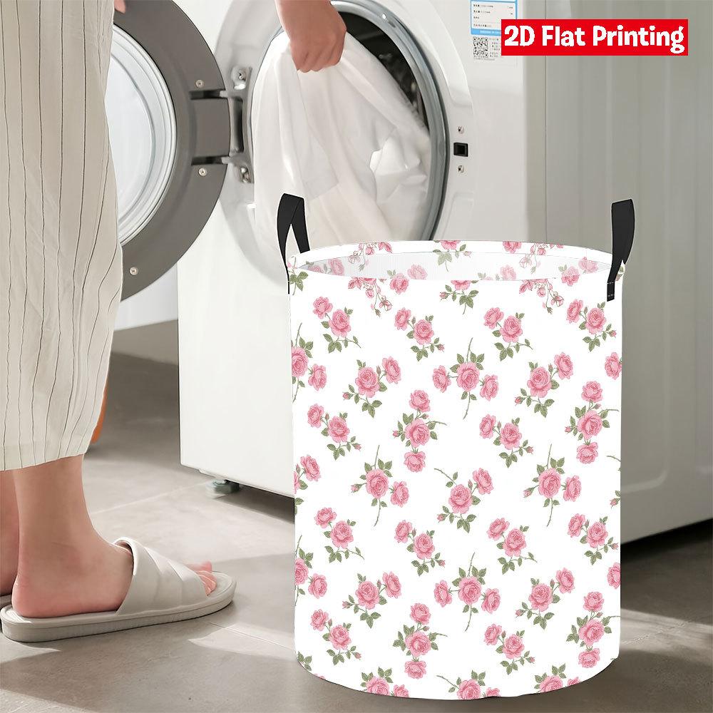 Collapsible Laundry Basket Large Round Waterproof Fabric Hamper Dirty Clothes Storage Bin Toy Organizer with Handles